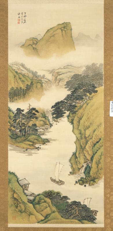田﨑草雲≪絹本著色　青松白帆図≫1882年個人蔵（寄託）