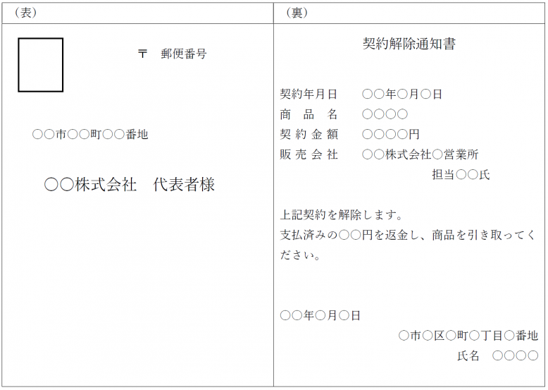 販売会社通知例