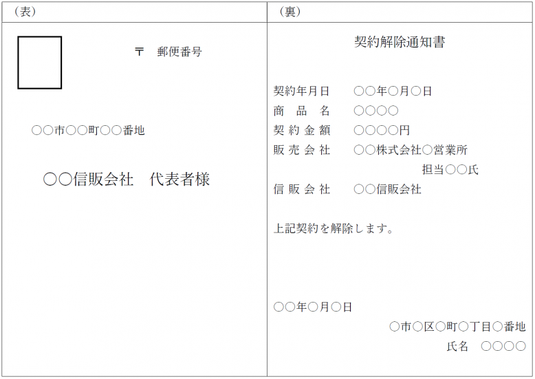 信販会社通知例
