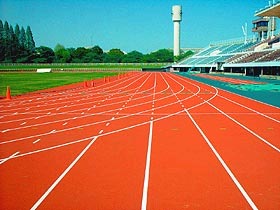 写真：陸上競技場のトラックの様子