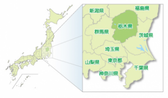 栃木県の位置図（日本地図）