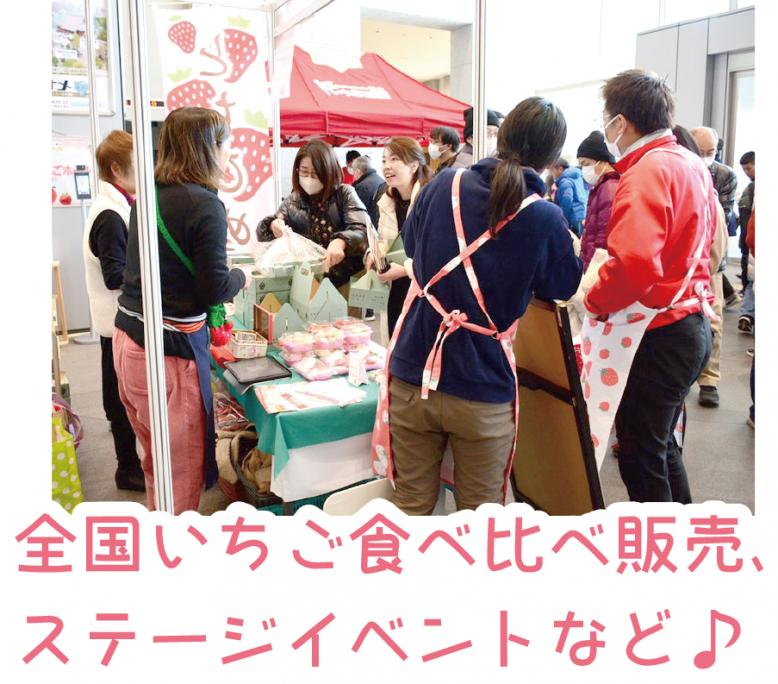 全国いちご食べ比べ販売、ステージイベントなど