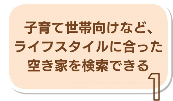 ポイント1 子育て世帯向けなど、ライフスタイルに合った空き家を検索できる