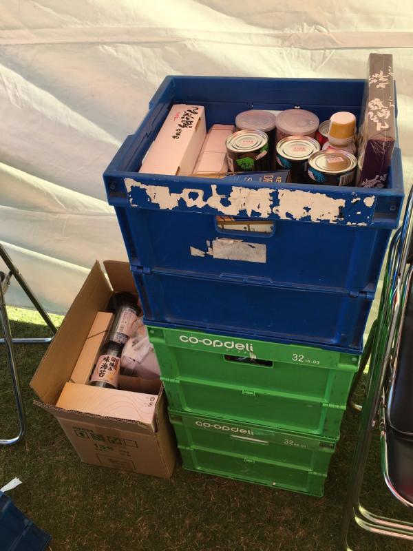 介護の日フードドライブで受け入れた食料品の写真