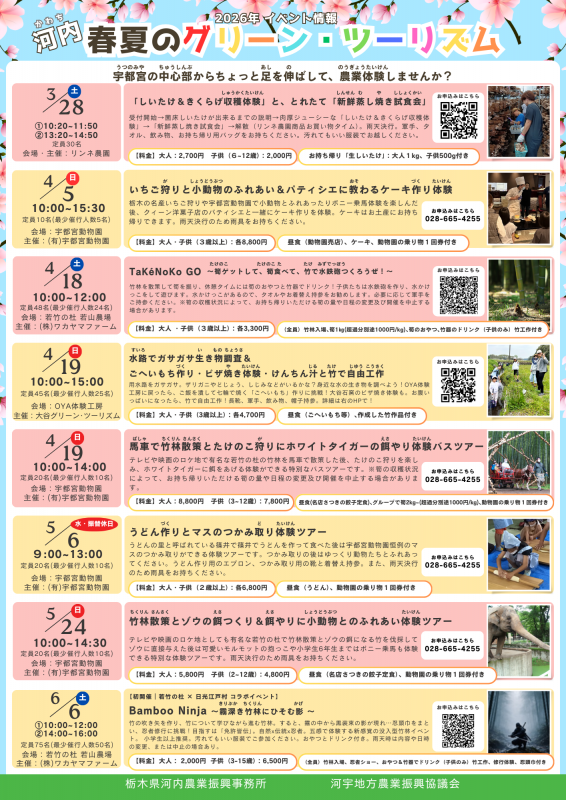 河内春夏のグリーン・ツーリズムイベント情報チラシおもて