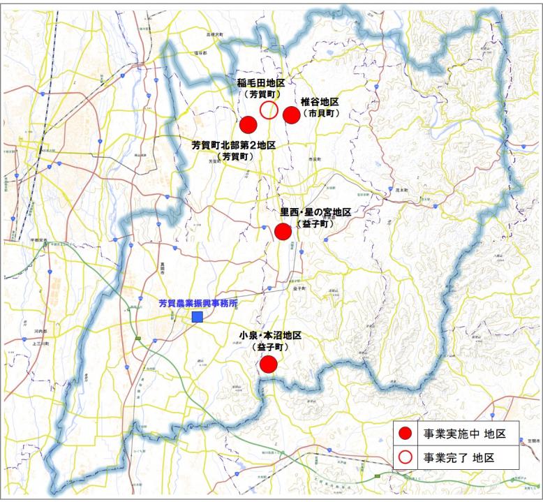 農地整備事業実施地区の位置図