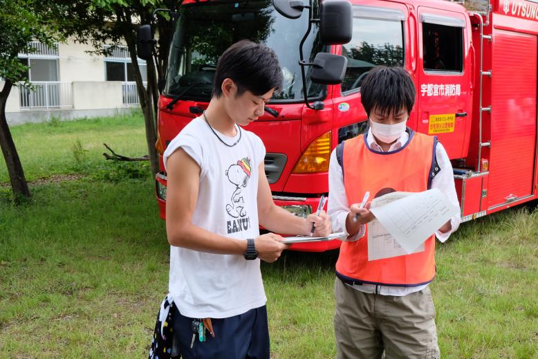 避難状況の報告の様子