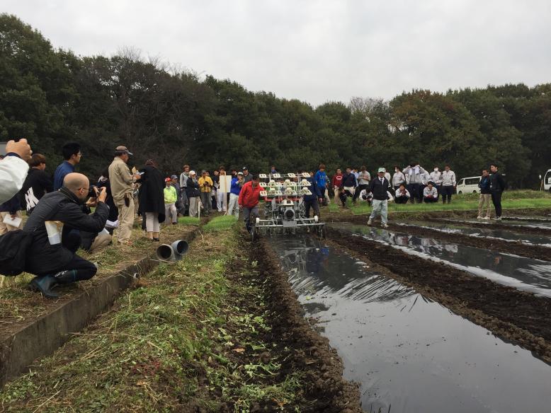 タマネギ定植機による定植