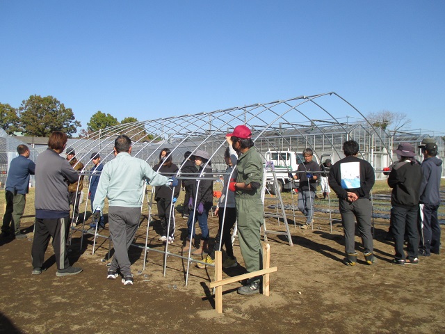 ハウス建て方実習の写真