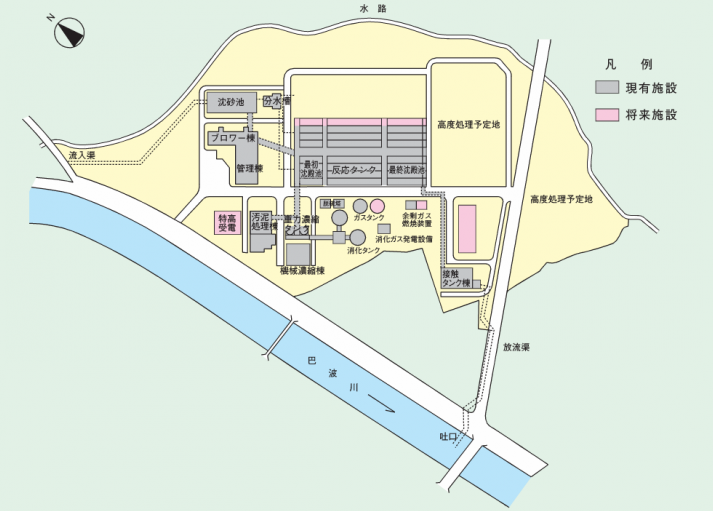 巴波川流域下水道＿浄化センター平面図