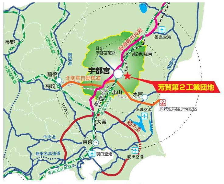 芳賀第2工業団地の位置図