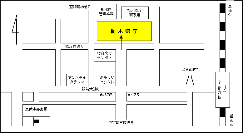 栃木県庁の周辺図