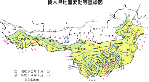 栃木県地盤変動等量線図