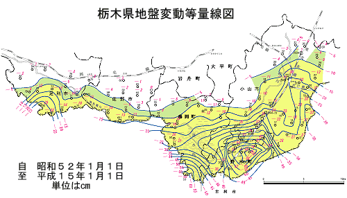 栃木県地盤変動等量線図