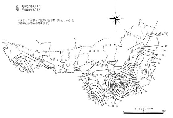 図2−1−36 栃木県地盤変動等量線図