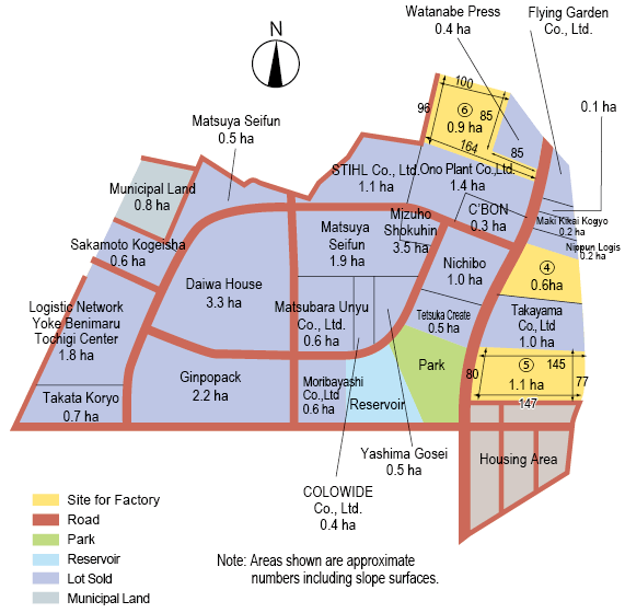 Techno Park Kaminokawa Lot Map